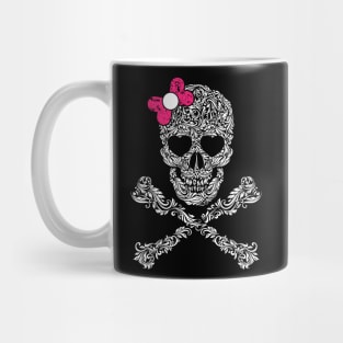 Cute Skull and Cross bone Pink Bow Tie Women Girls Adorable Mug